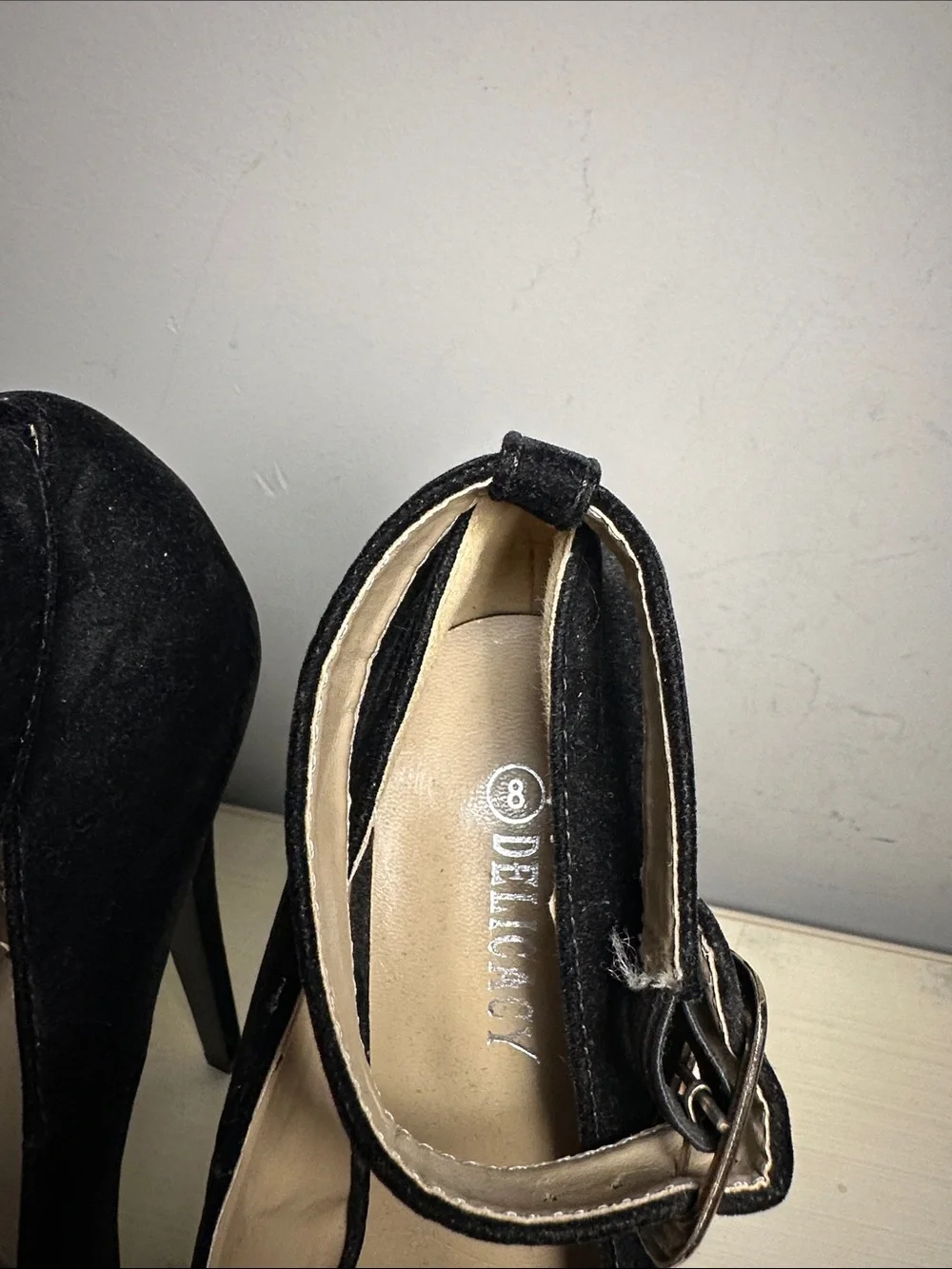 Delicacy velour Black Mary Jane Platform dancer ankle strap High Heels